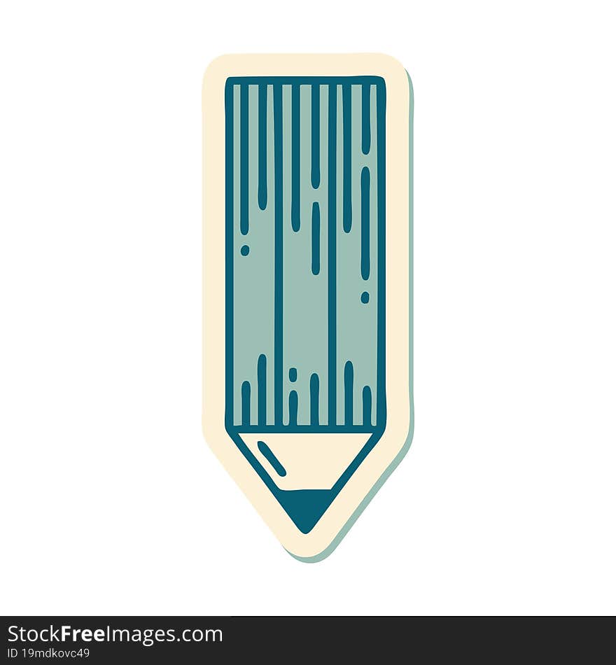 tattoo style sticker of a pencil