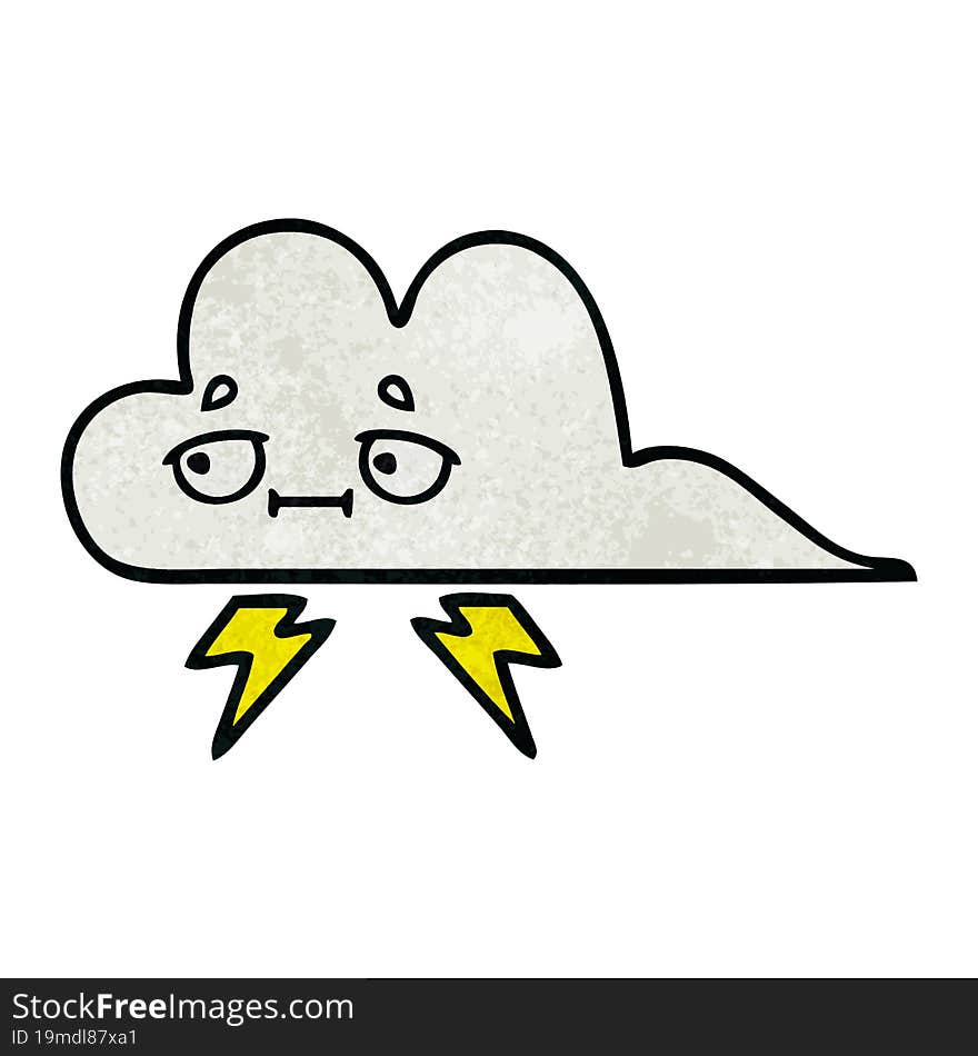 retro grunge texture cartoon thunder cloud