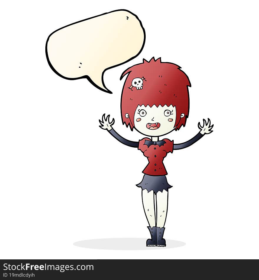 cartoon vampire girl with speech bubble