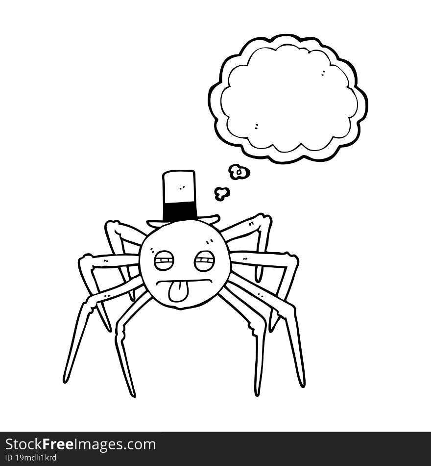 thought bubble cartoon halloween spider in top hat