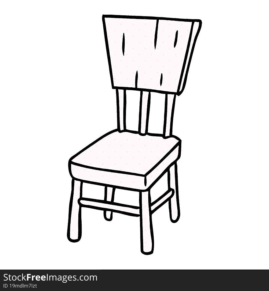 Cartoon Doodle Of A  Wooden Chair