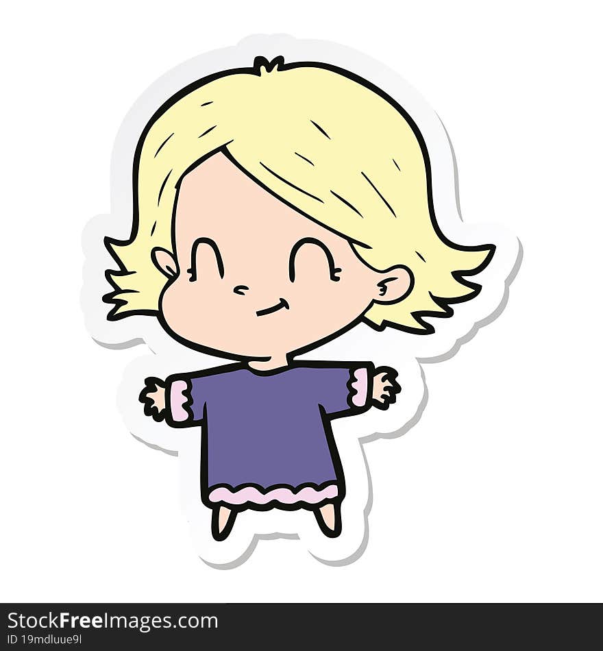 sticker of a cartoon friendly girl