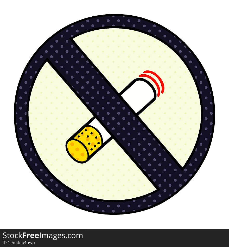 Comic Book Style Cartoon No Smoking Allowed Sign