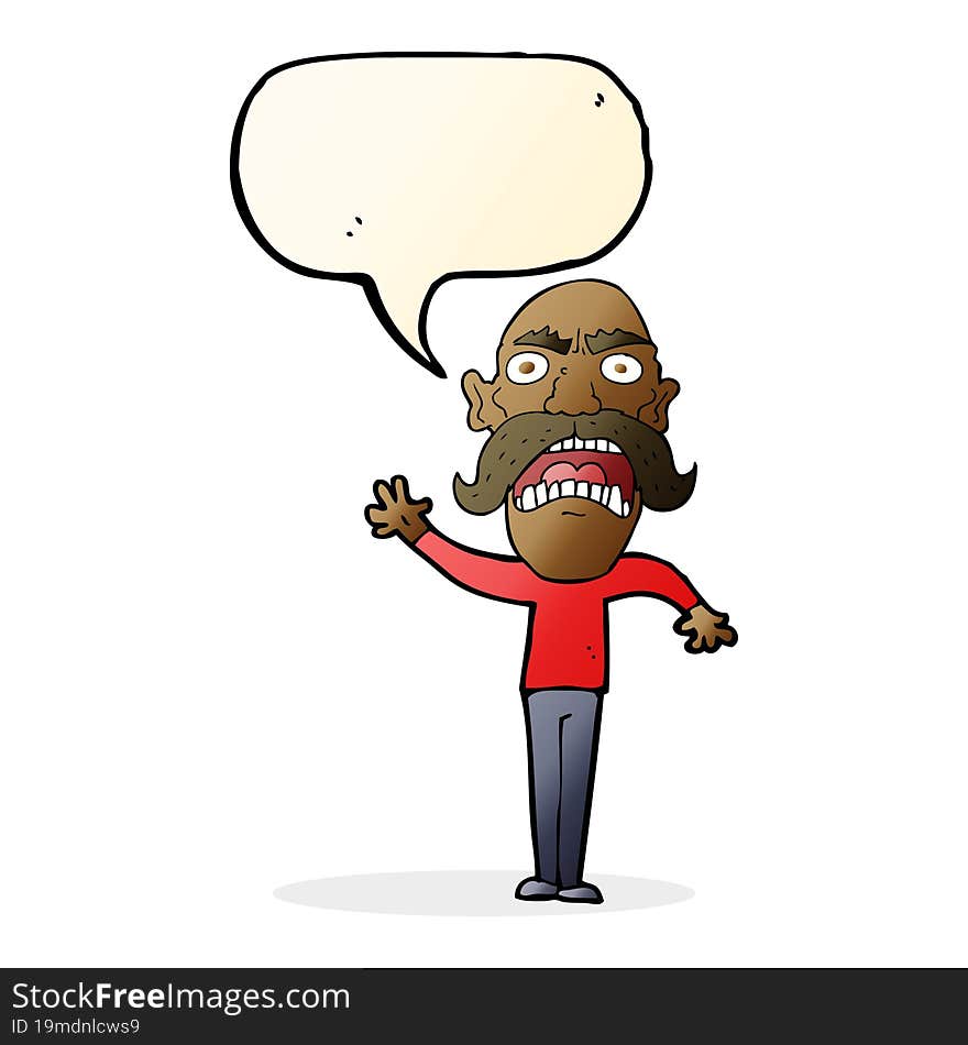 cartoon angry old man with speech bubble