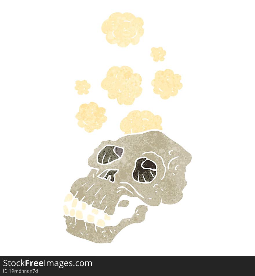 freehand retro cartoon ancient skull