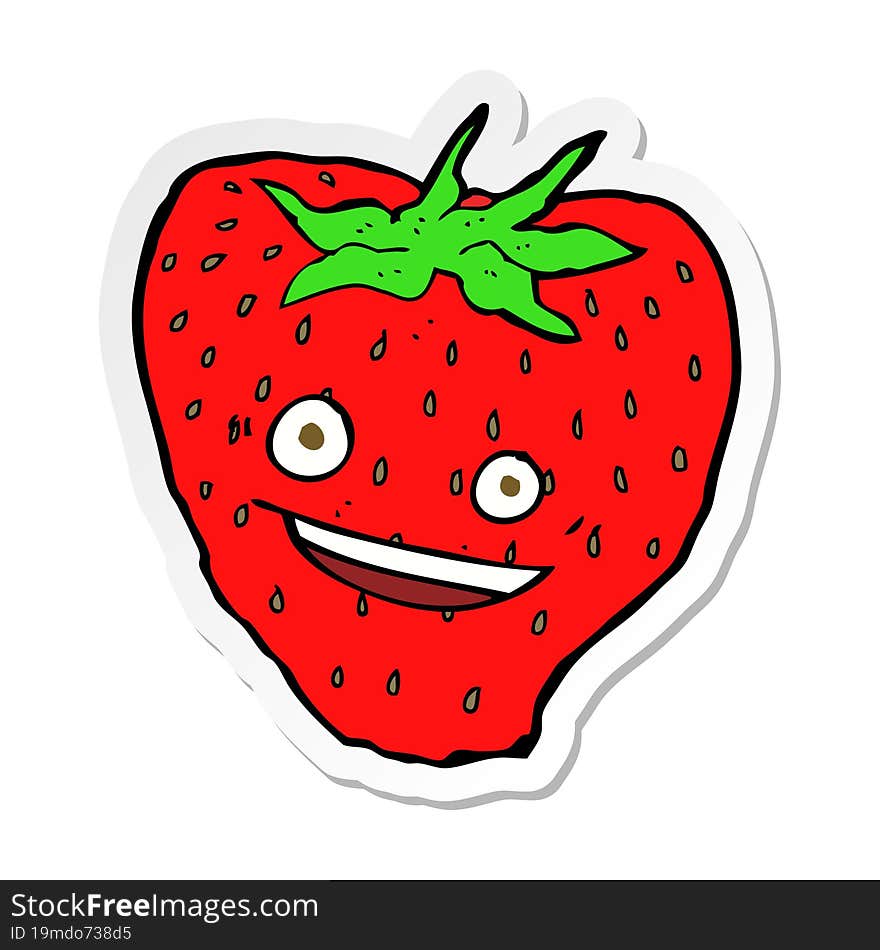 Sticker Of A Cartoon Strawberry