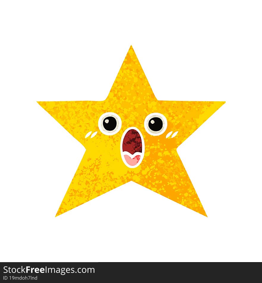 retro illustration style cartoon gold star