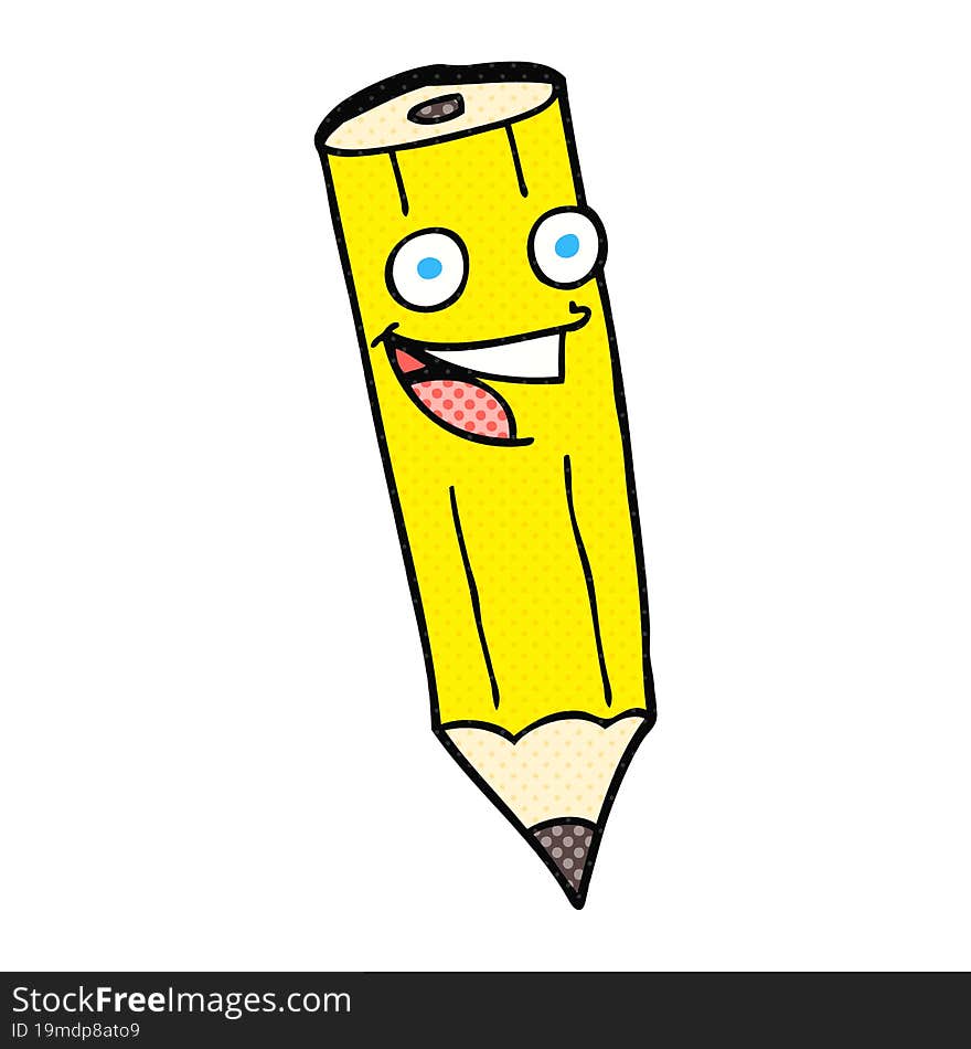 happy freehand drawn cartoon pencil. happy freehand drawn cartoon pencil