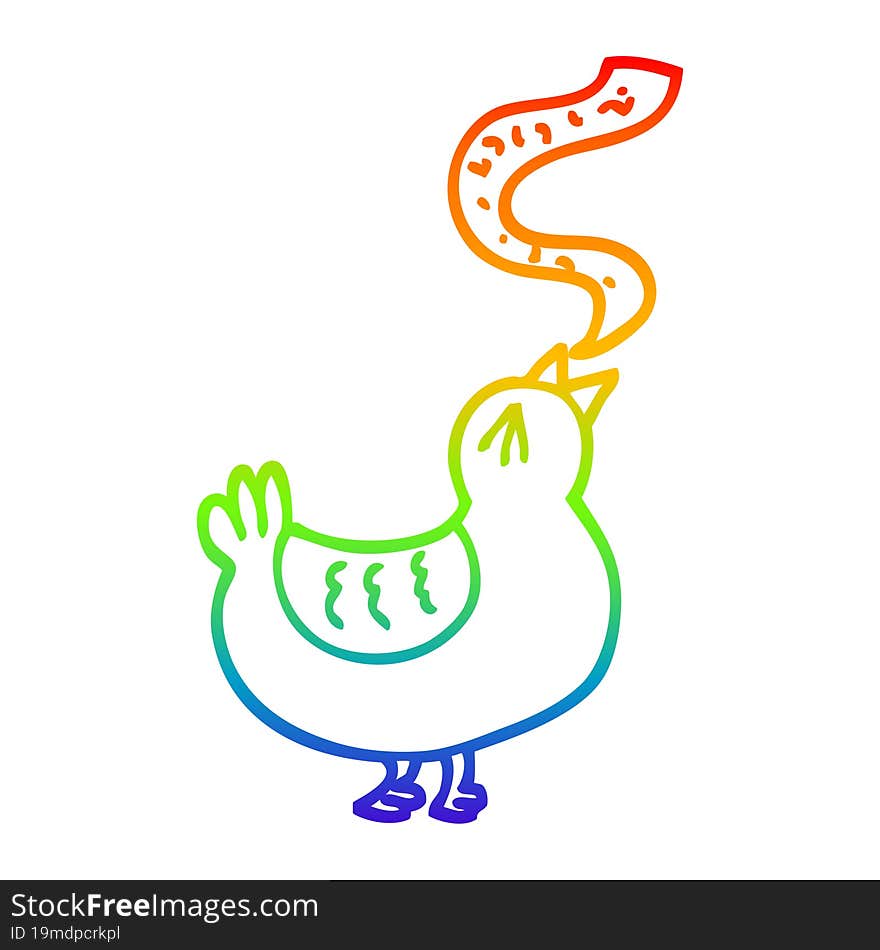 rainbow gradient line drawing cartoon song bird