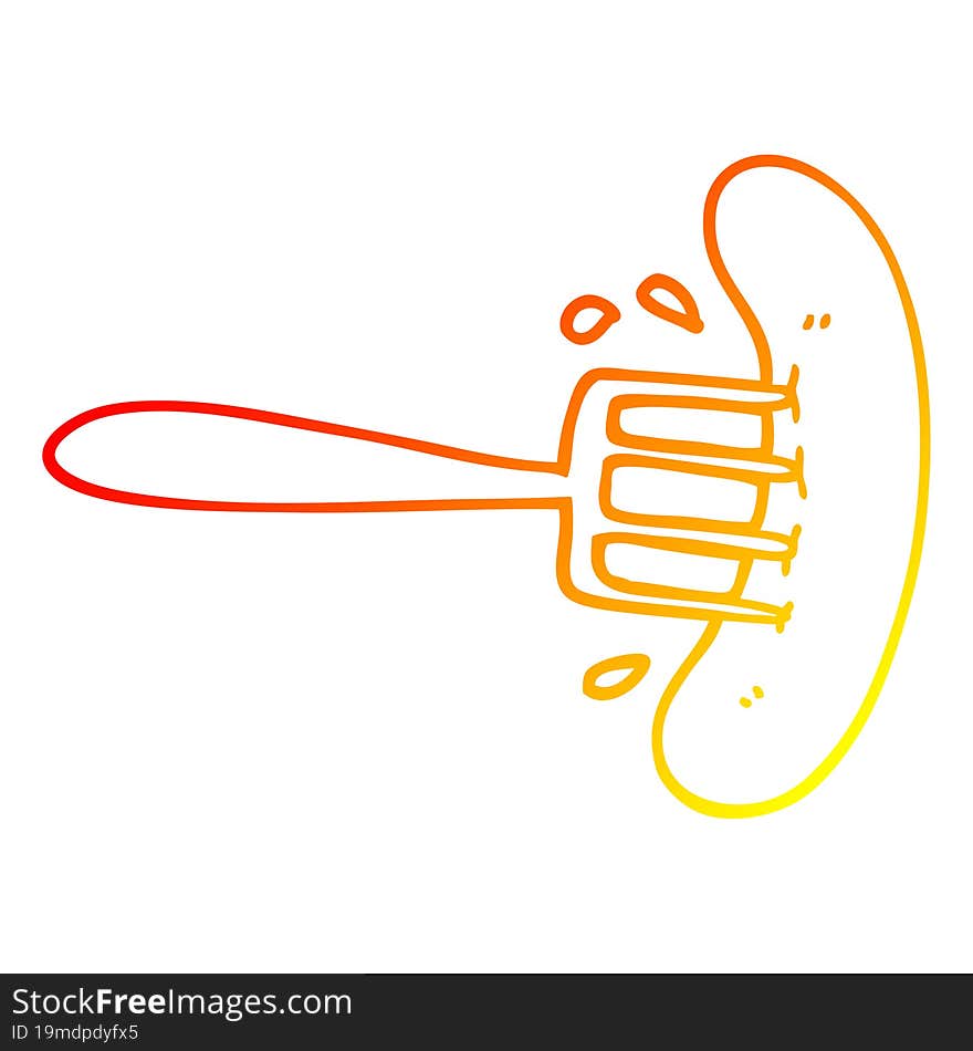 warm gradient line drawing cartoon hot dog