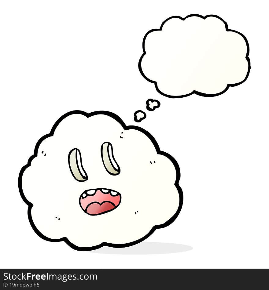 cartoon spooky cloud with thought bubble