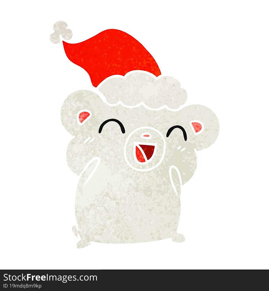 hand drawn christmas retro cartoon of kawaii polar bear