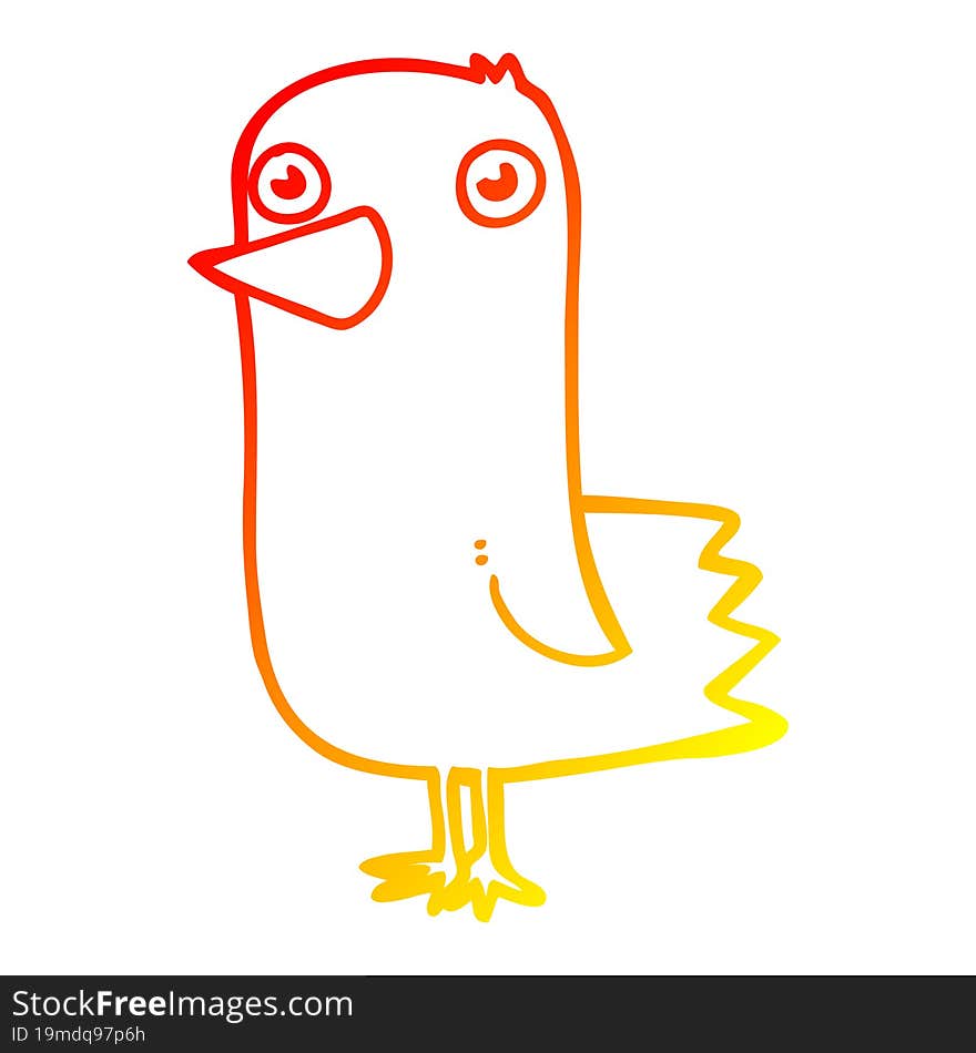 warm gradient line drawing of a cartoon bird