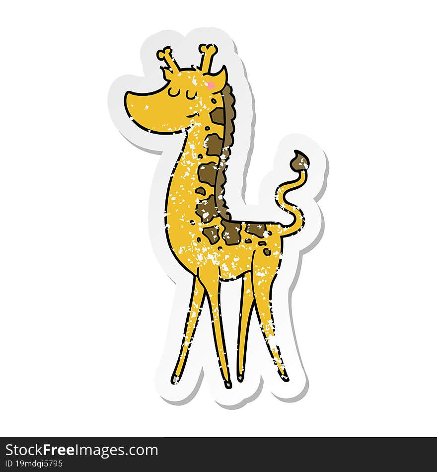 distressed sticker of a cartoon giraffe