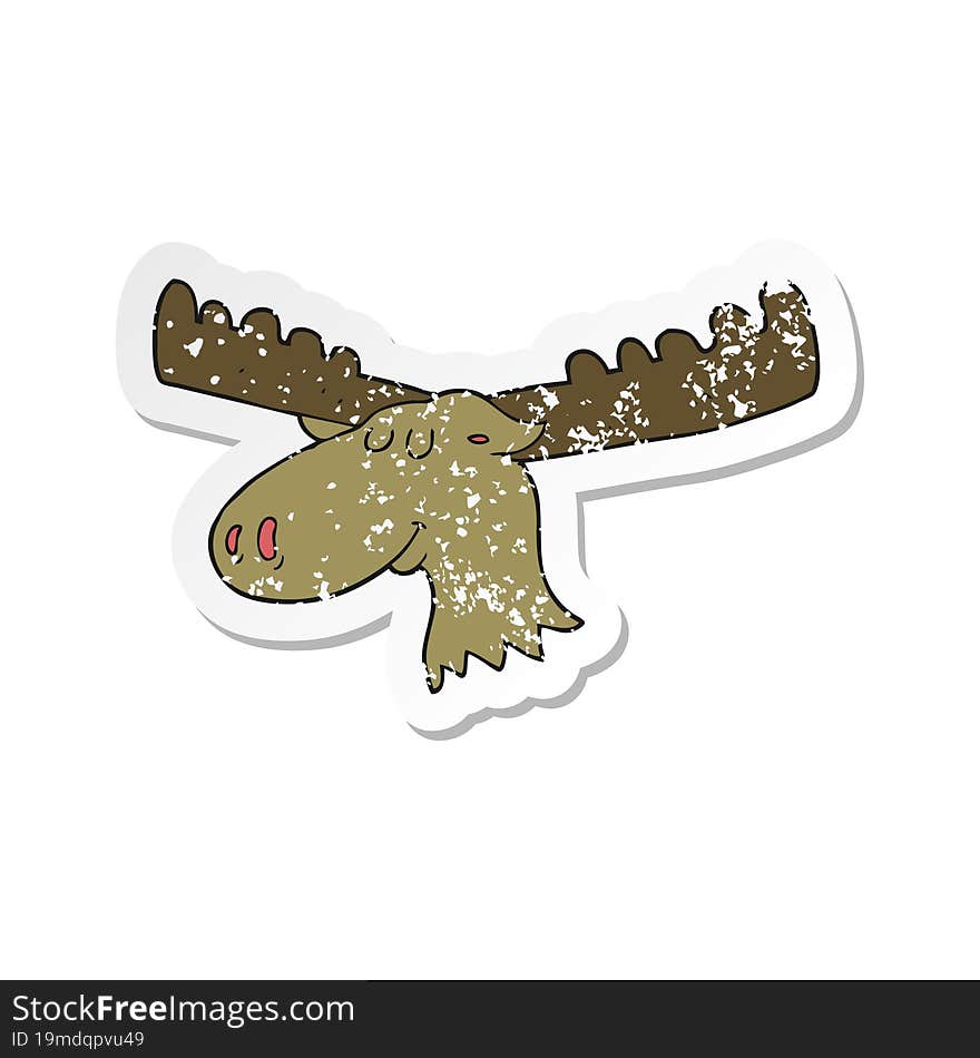 Retro Distressed Sticker Of A Cartoon Moose