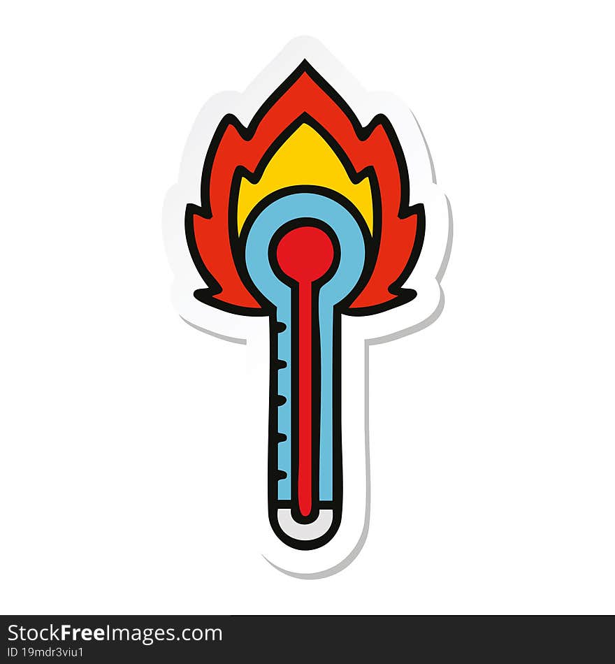 sticker of a cute cartoon glass thermometer