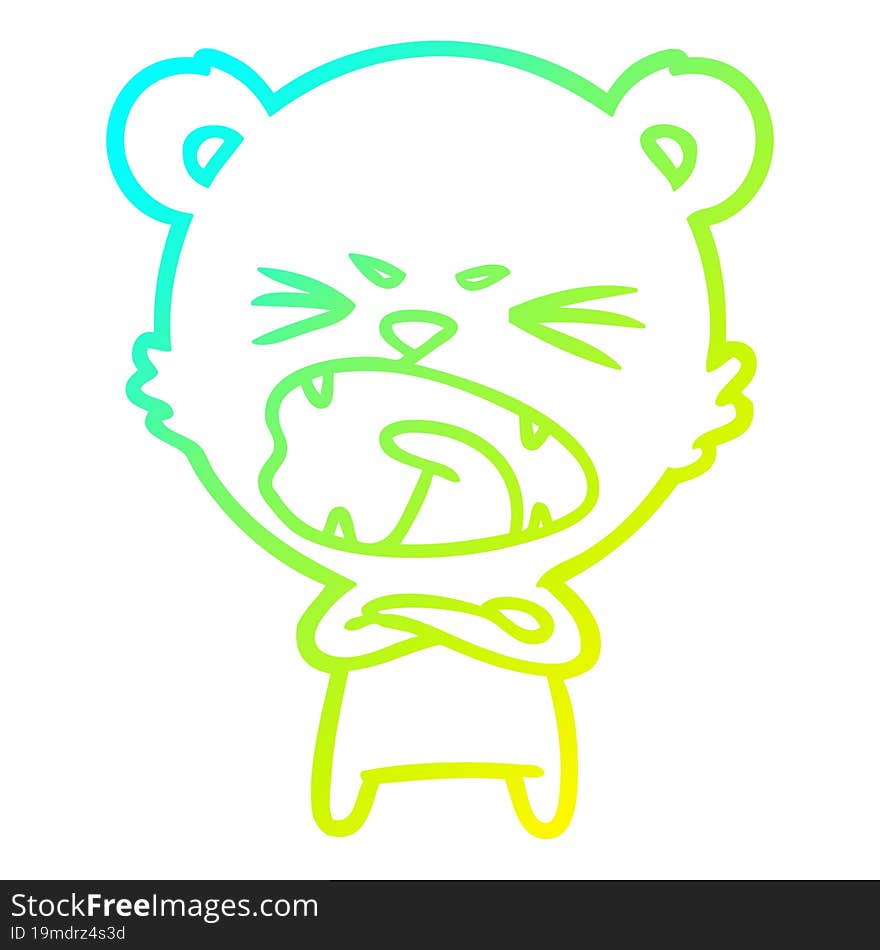 cold gradient line drawing angry cartoon polar bear