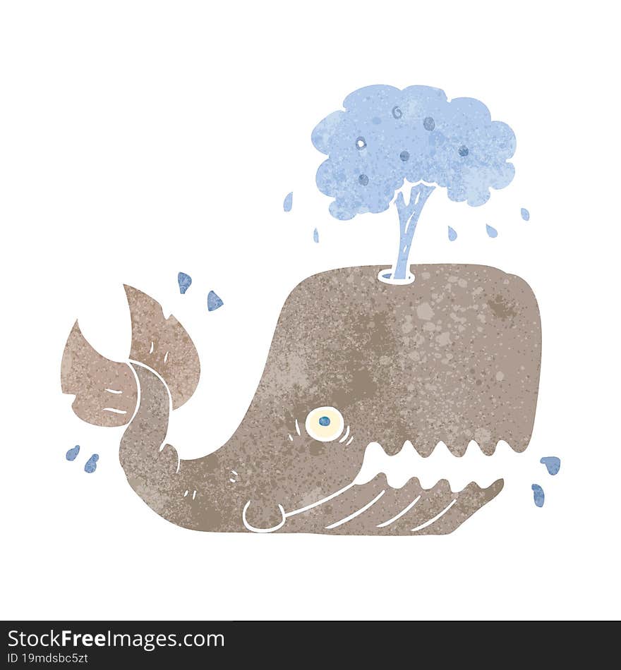 Retro Cartoon Whale Spouting Water