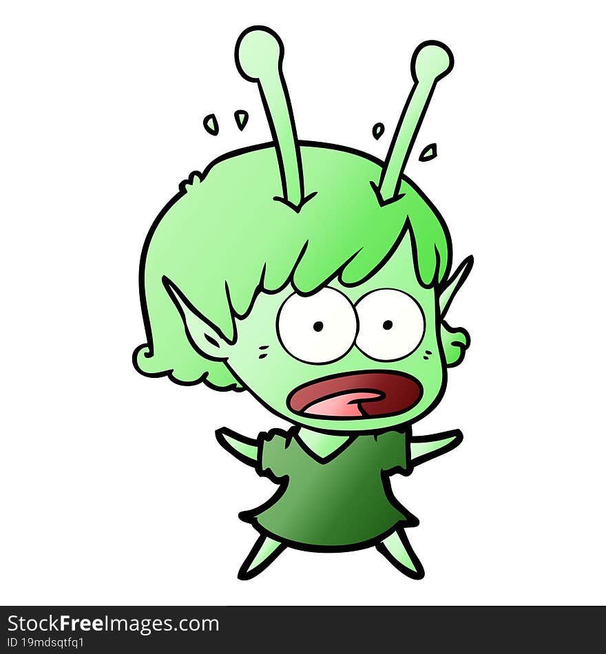 cartoon shocked alien girl. cartoon shocked alien girl