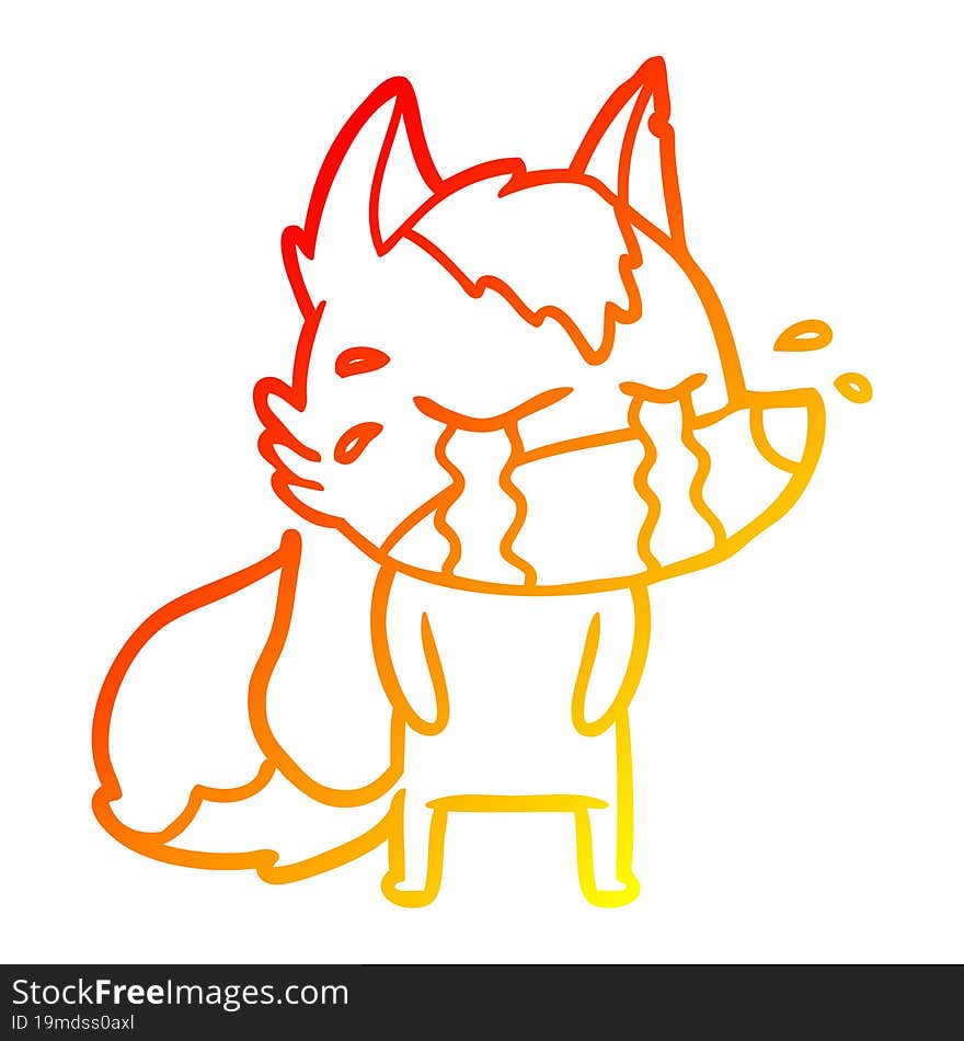 warm gradient line drawing cartoon crying wolf