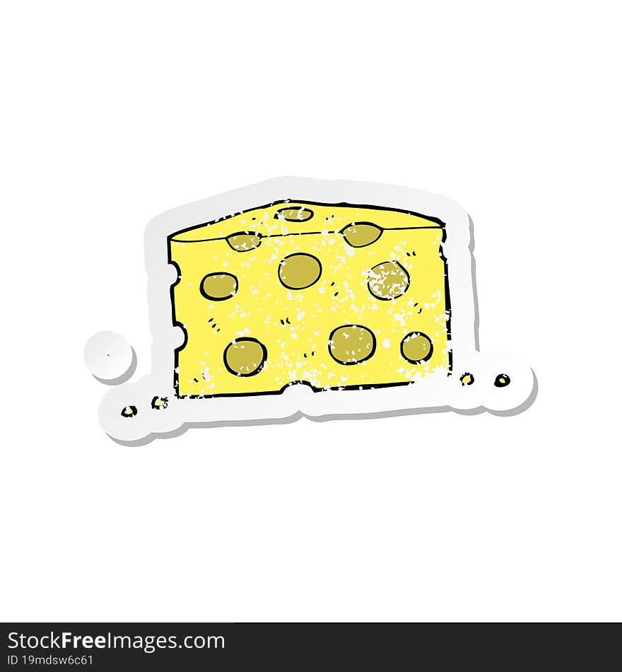 retro distressed sticker of a cartoon cheese