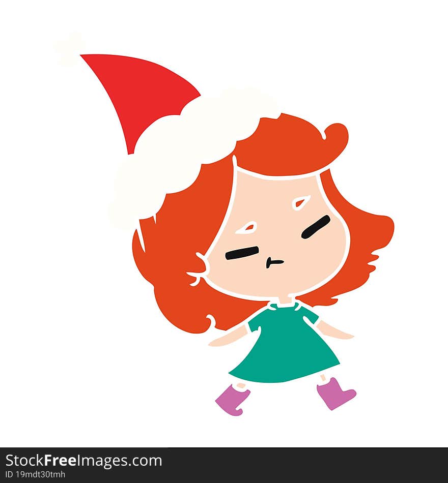 hand drawn christmas cartoon of kawaii girl