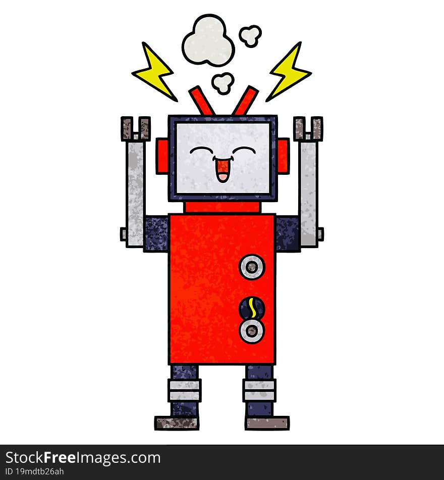 Retro Grunge Texture Cartoon Robot