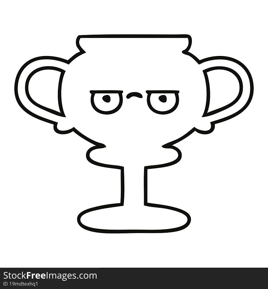 line drawing cartoon of a trophy. line drawing cartoon of a trophy