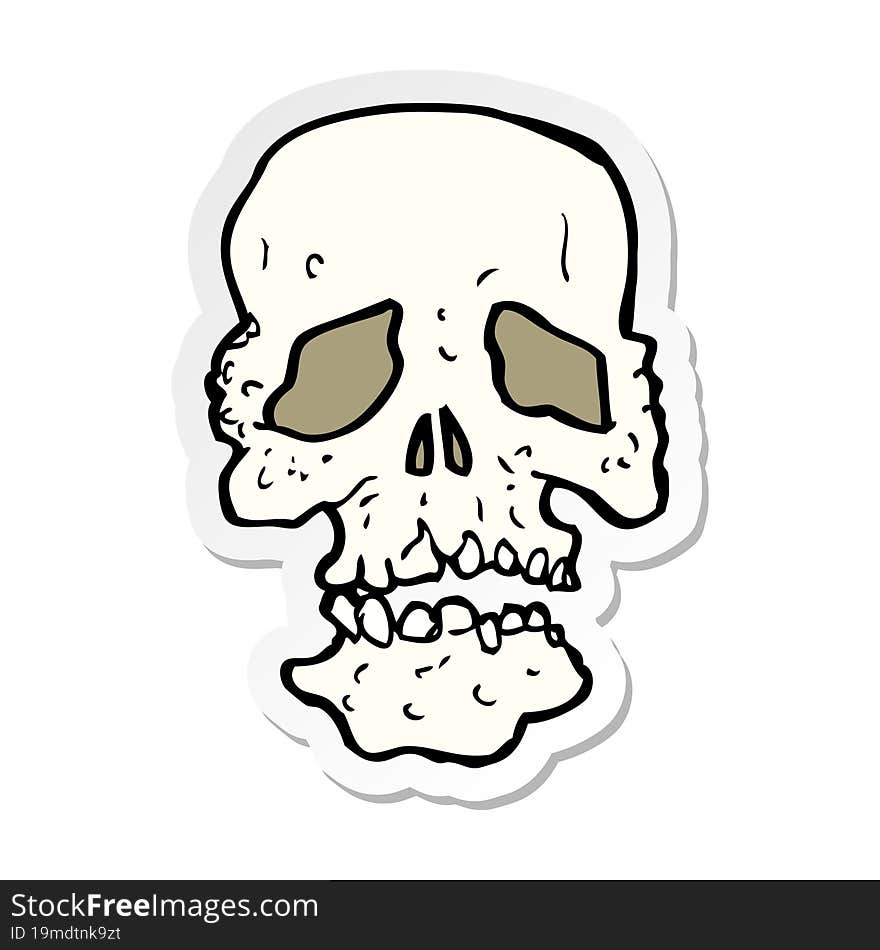 sticker of a cartoon skull