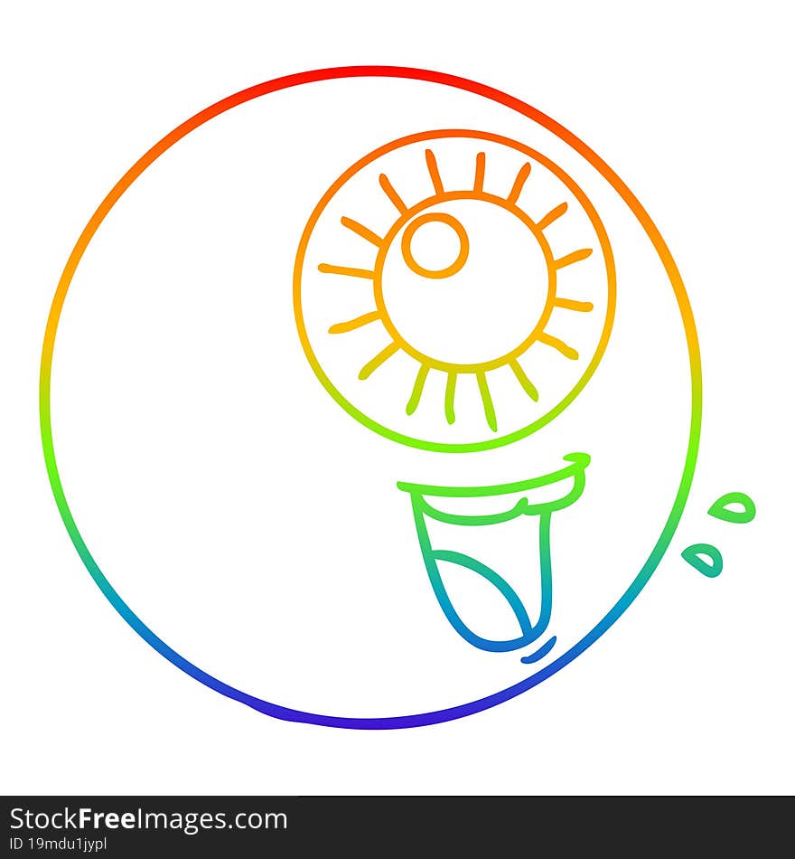 rainbow gradient line drawing of a cartoon eyeball laughing