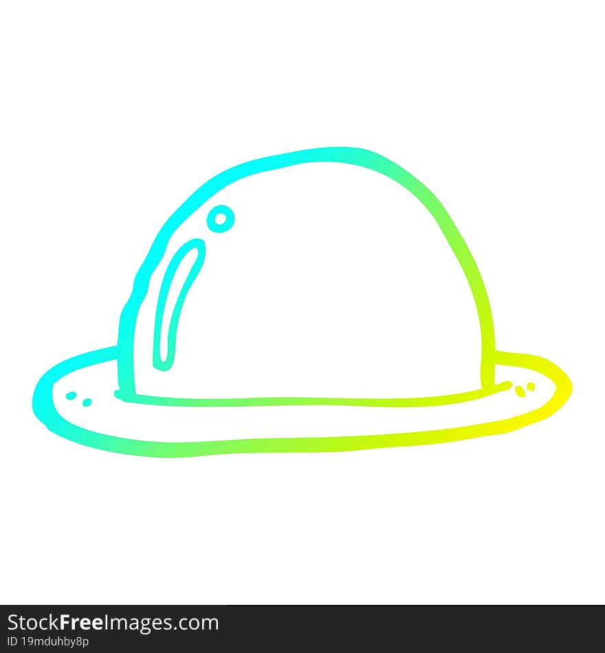 cold gradient line drawing of a cartoon bowler hat