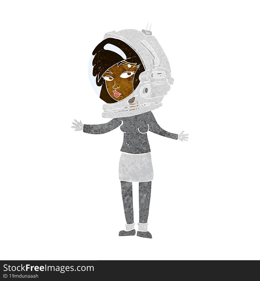 cartoon woman wearing astronaut helmet