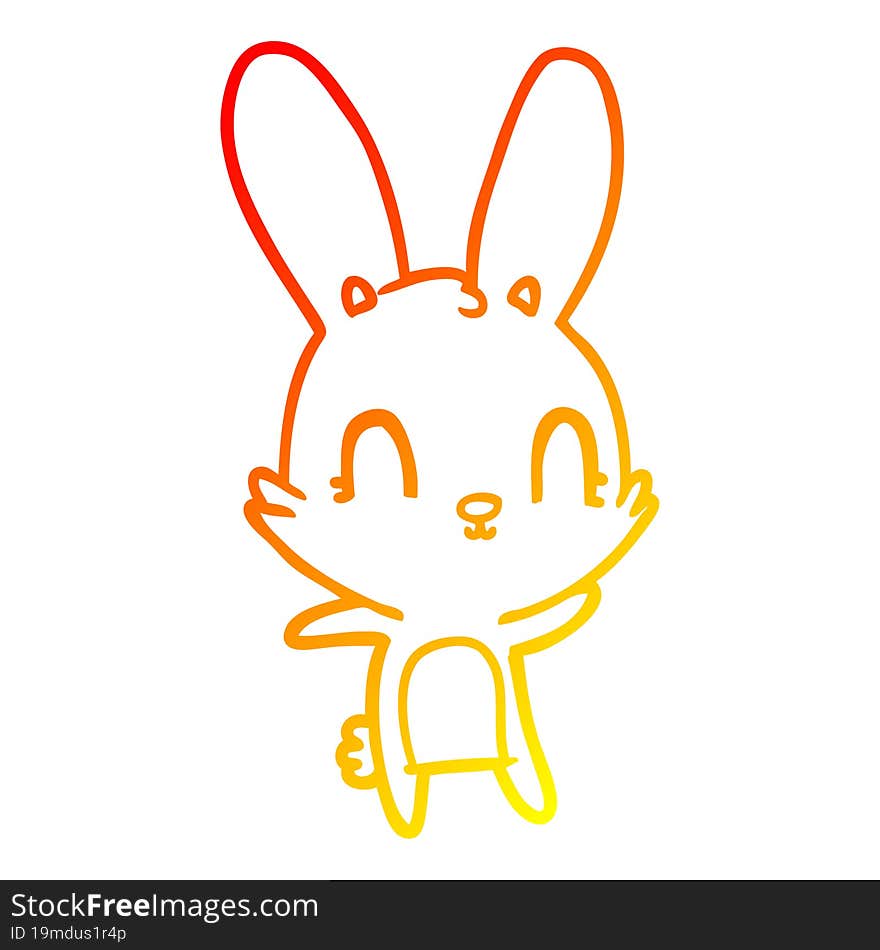 warm gradient line drawing cute cartoon rabbit