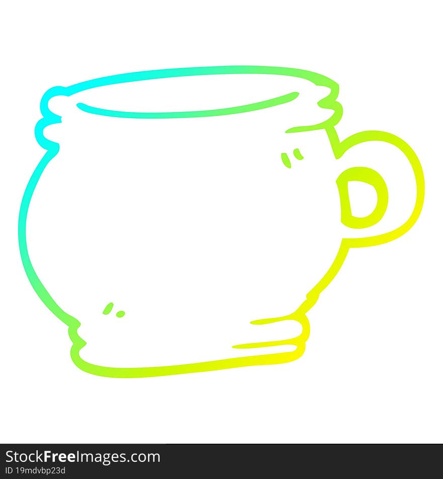 cold gradient line drawing of a cartoon cup