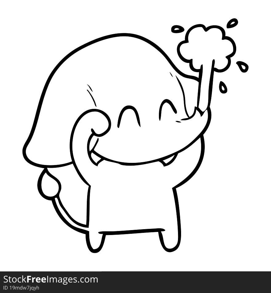 cute cartoon elephant spouting water. cute cartoon elephant spouting water