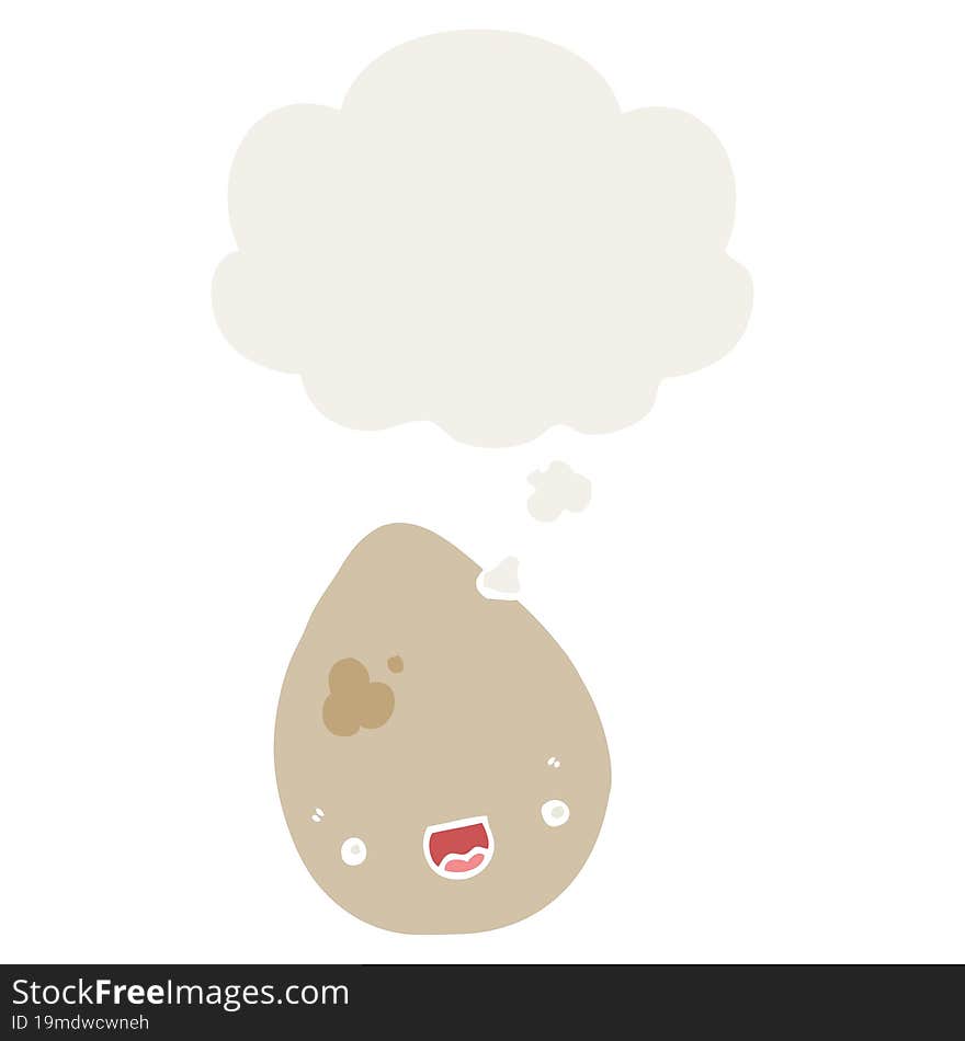 cartoon egg and thought bubble in retro style