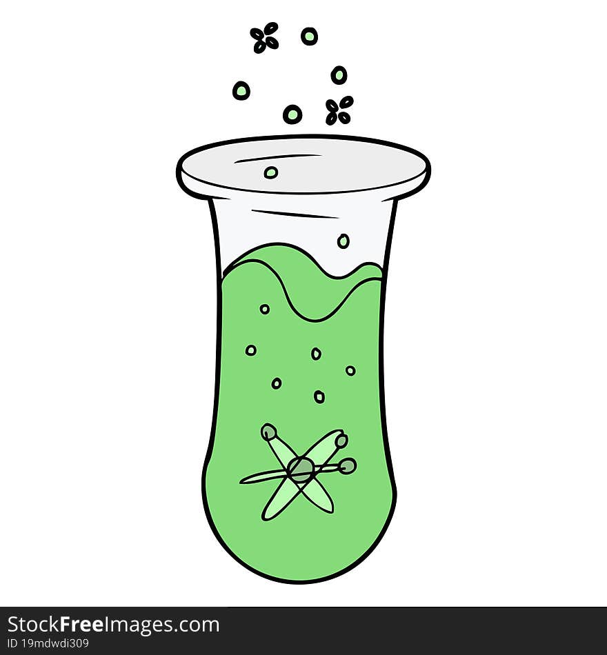 cartoon bubbling test tube. cartoon bubbling test tube