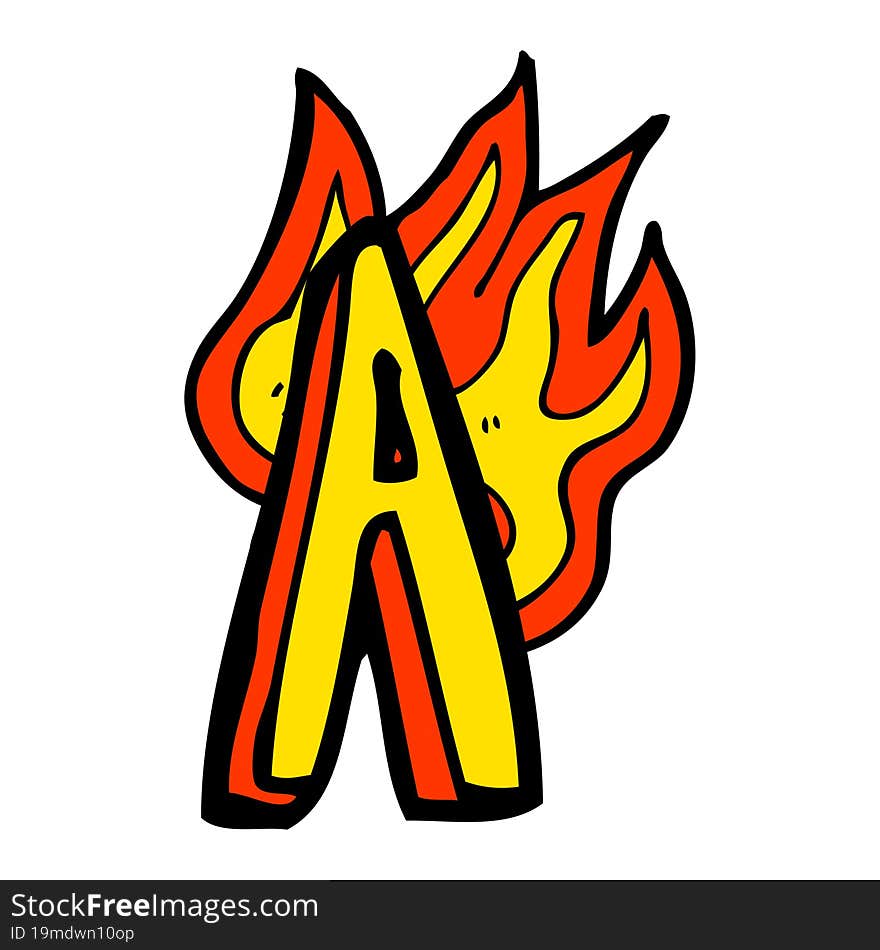 cartoon flaming letter