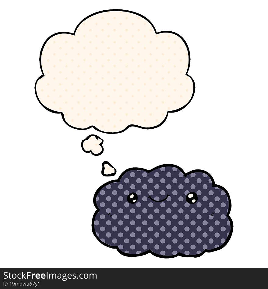 cartoon cloud and thought bubble in comic book style