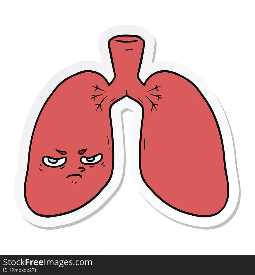 sticker of a cartoon angry lungs