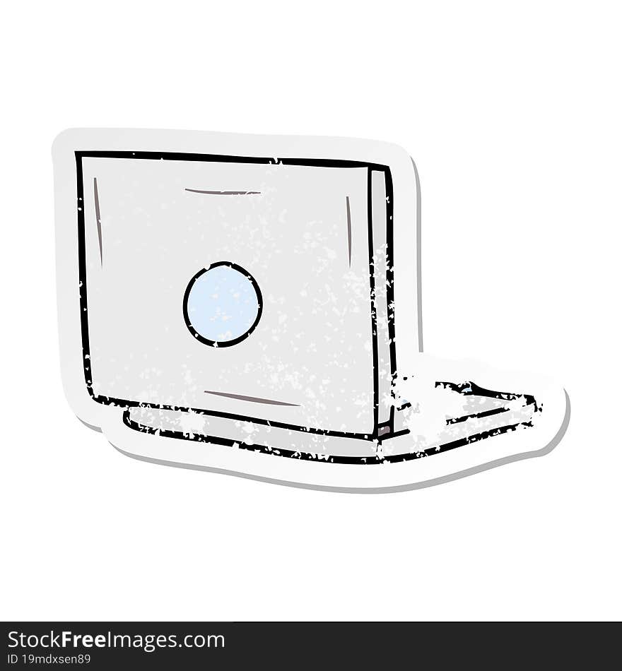 distressed sticker of a cartoon laptop computer