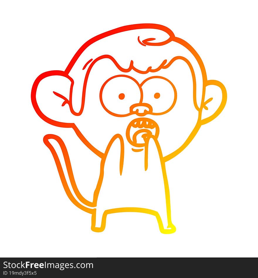 Warm Gradient Line Drawing Cartoon Shocked Monkey