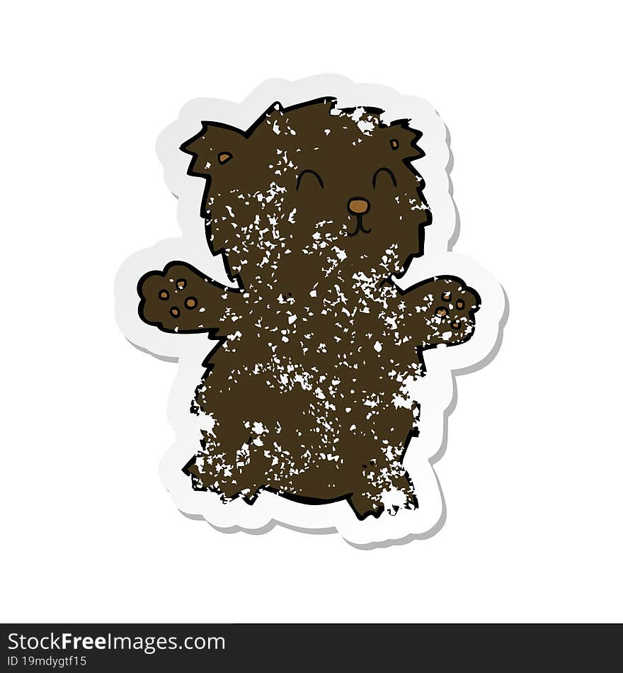 retro distressed sticker of a cartoon teddy bear