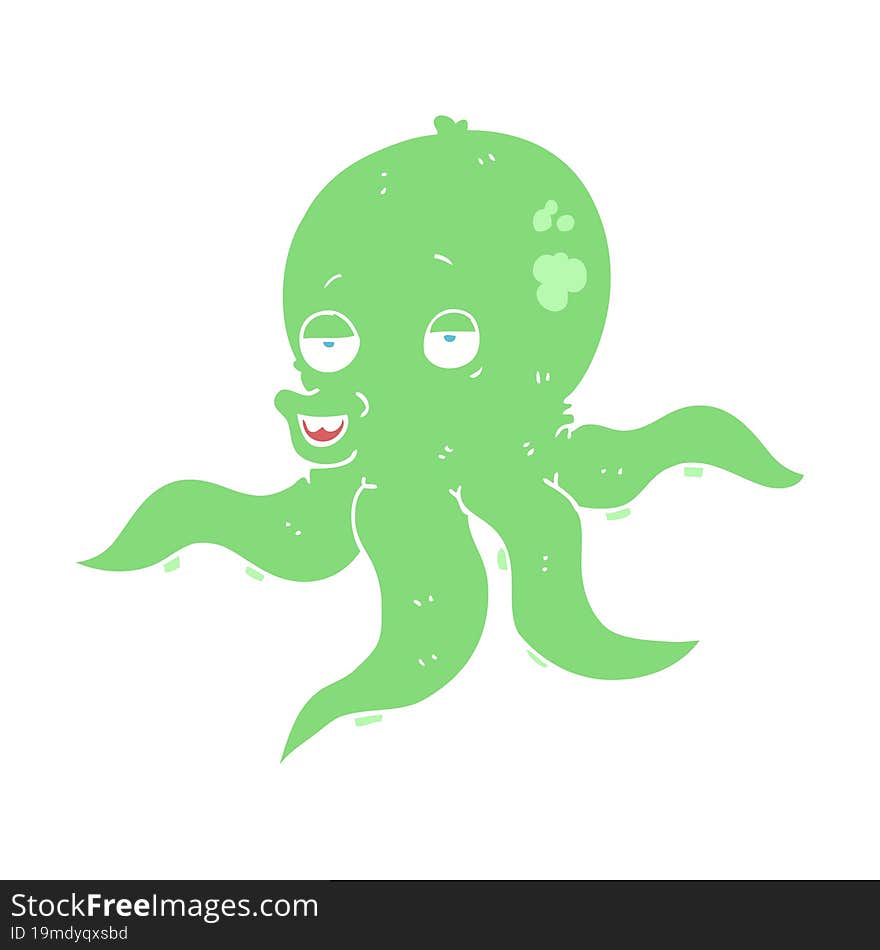 Flat Color Illustration Of A Cartoon Octopus