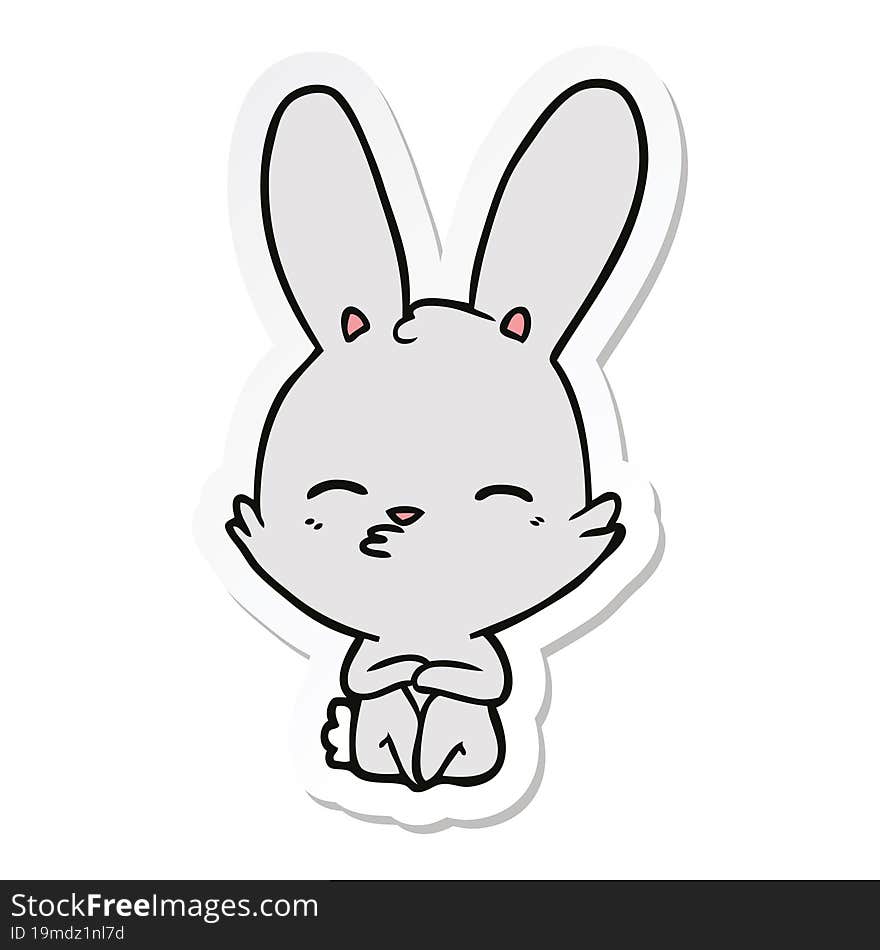 sticker of a curious bunny cartoon