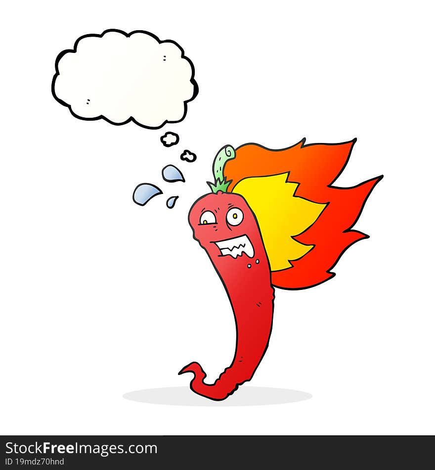 hot chilli pepper thought bubble cartoon