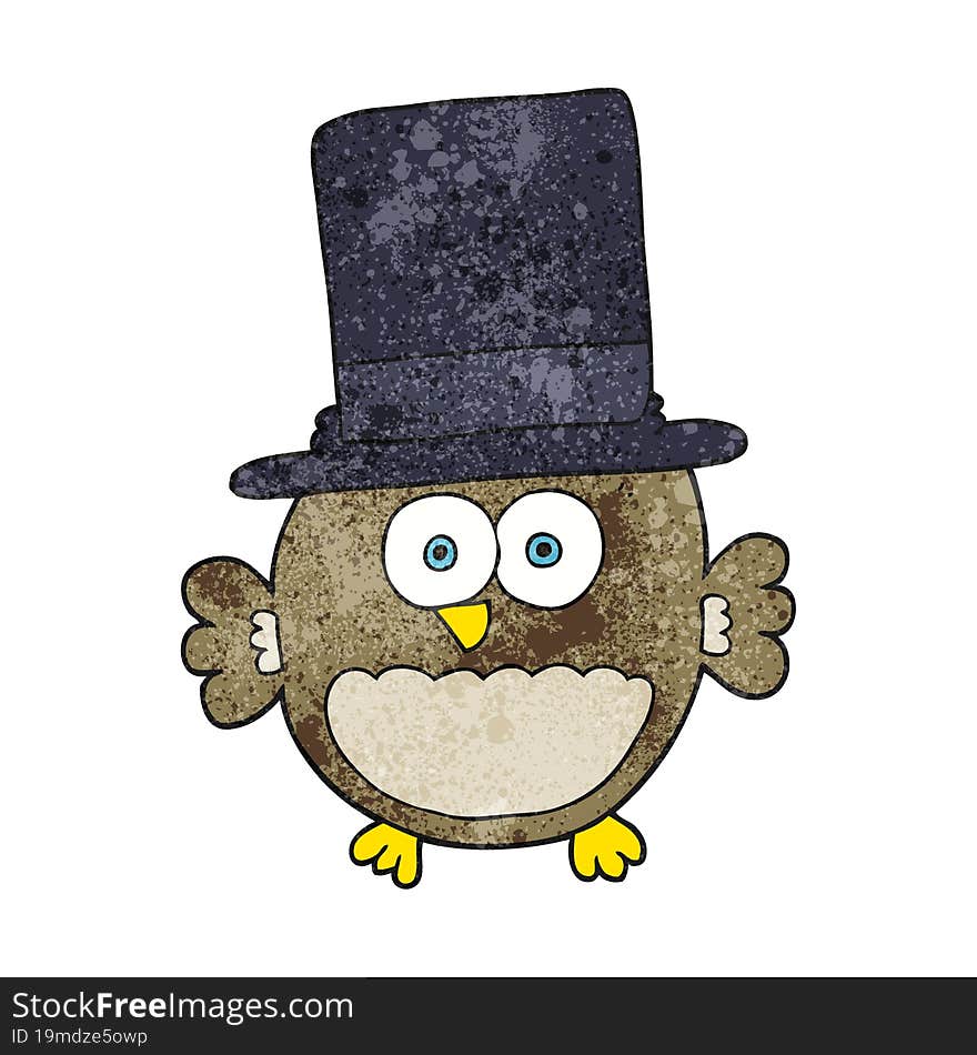 textured cartoon owl in top hat