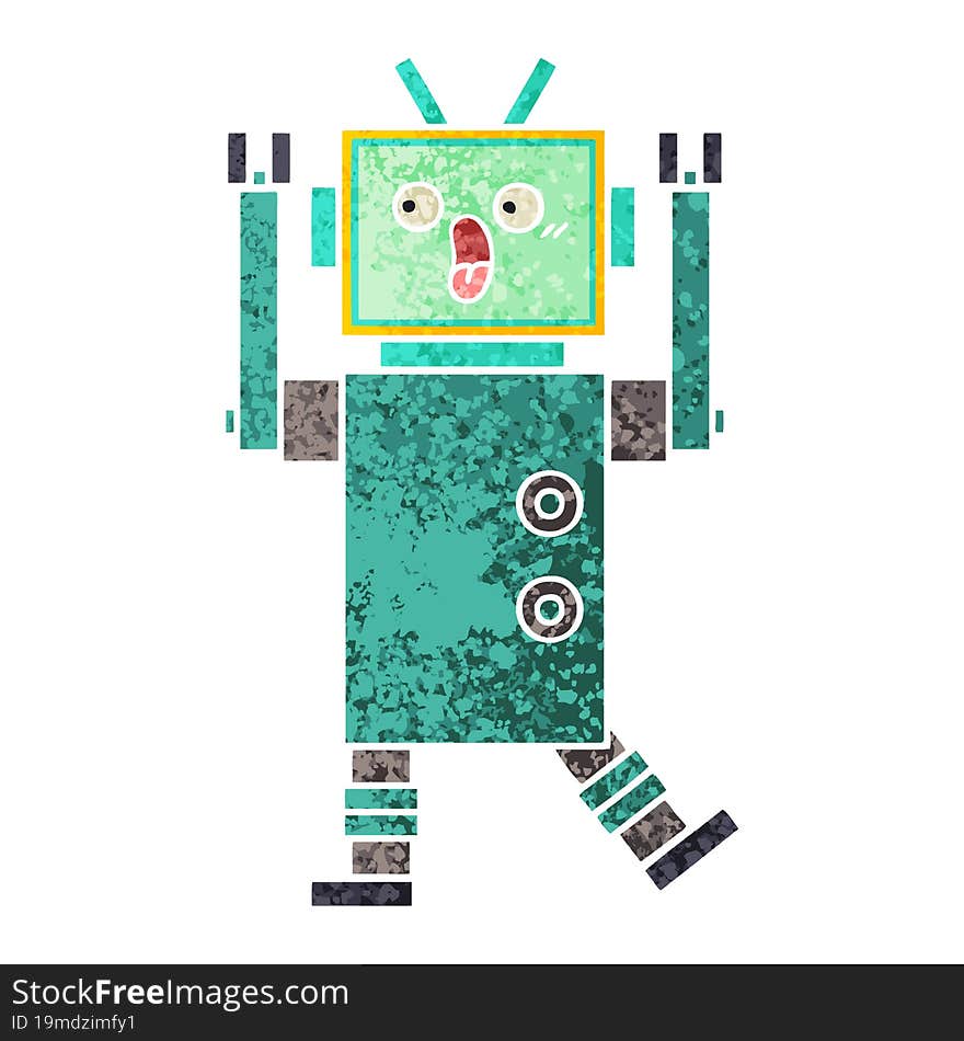 Retro Illustration Style Cartoon Robot