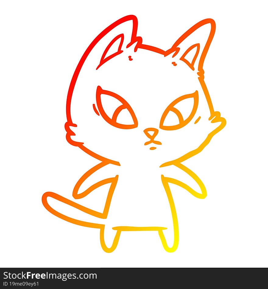 Warm Gradient Line Drawing Confused Cartoon Cat