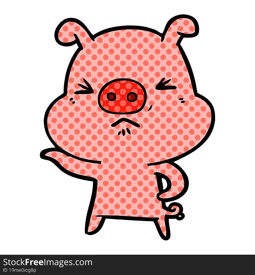 cartoon angry pig. cartoon angry pig